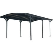 Hanover 19-Ft. x 10-Ft. Aluminum Arch-Roof Carport with Polycarbonate Roof Panels, HANCARPRT19X10-GRY