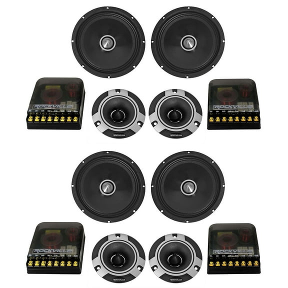 (2) Pairs Rockville X8C Competition 8" Component Speakers w/ Titanium Tweeters