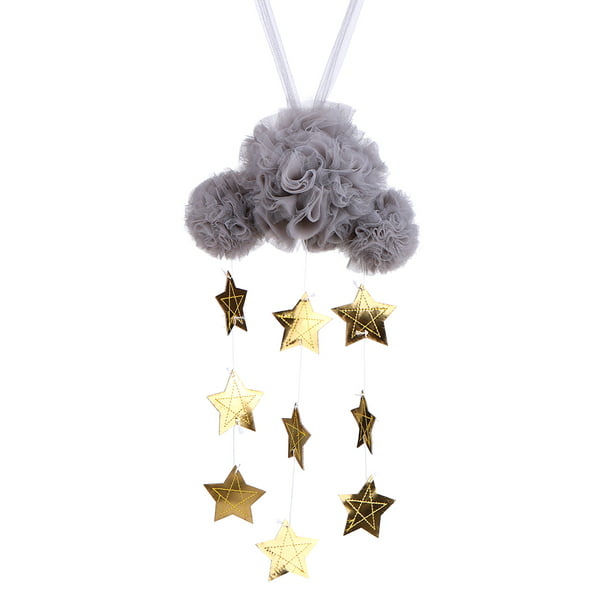 Baby Nursery Ceiling Mobile Decoration Mesh Cloud And Stars Hanging Decor For Crib Kids Children Room Grey Gold Com - Things To Hang From Ceiling In Nursery