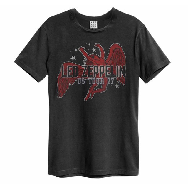 Amplified - Camiseta Led Zeppelin US Tour 77 para Adultos Unisex (Carbón)