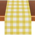 thumbnail image 1 of Linen Watercolor Yellow Buffalo Check Plaid Table Runner - 90x13" Farmhouse Spring Summer Easter Kitchen Decor, 1 of 6