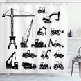 thumbnail image 1 of Ambesonne Construction Shower Curtain, Black Trucks Set, 69"Wx75"L, Black White, 1 of 3