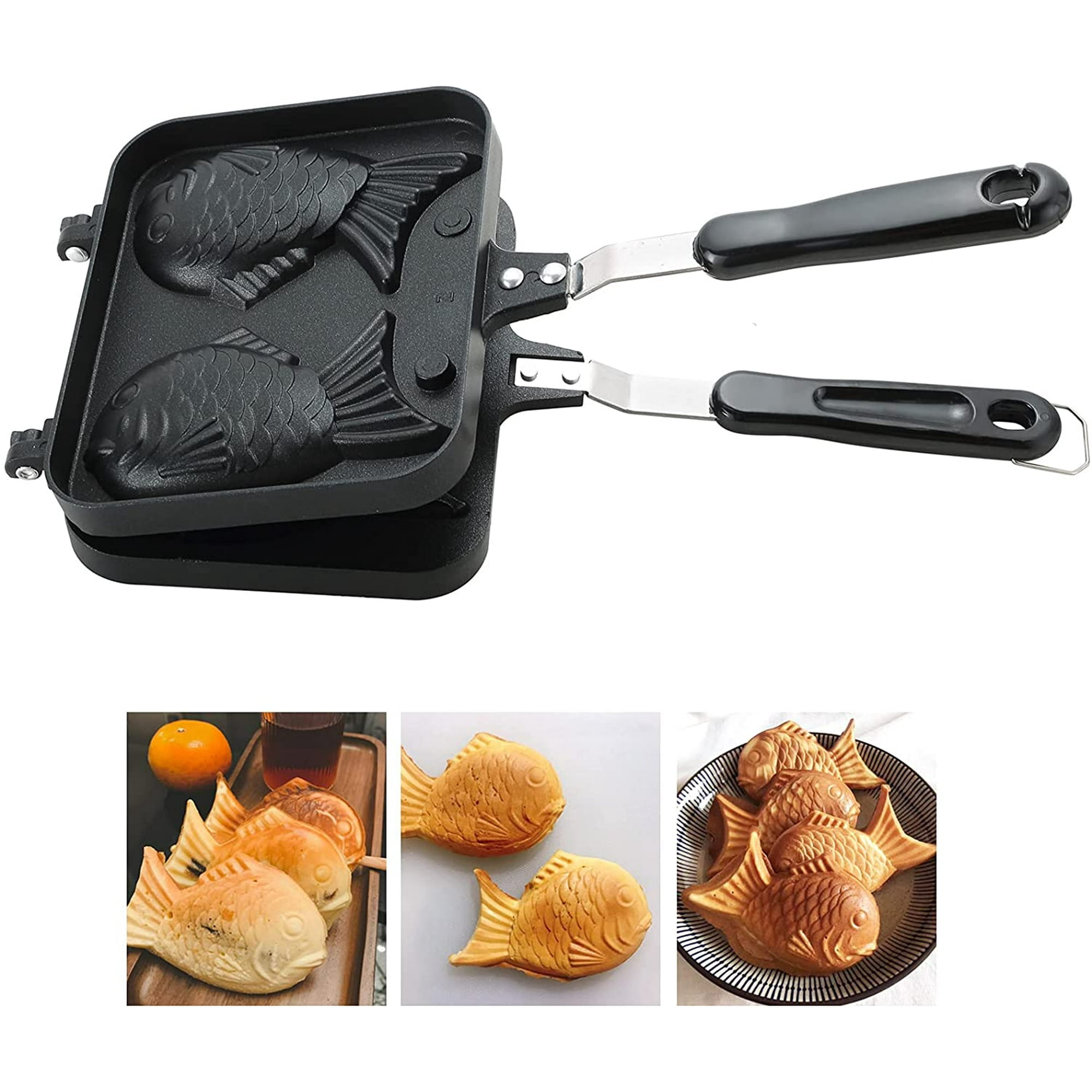 Taiyaki Fish Shape Cake Pan Waffle Cake Maker Pan Fish Shaped Pancake Double Pan Mold for Home DIY Cooking Party Dessert Walmart