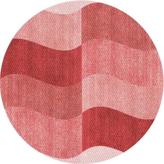 Ahgly Company Indoor Round Patterned Light Coral Pink Area Rugs, 7' Round
