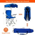 thumbnail image 5 of Moclever Heavy Duty Foldable Beach Chair with Canopy Shade, Outdoor Camping Chair with Cup Holder, Supports 330LBS, Blue, 5 of 10