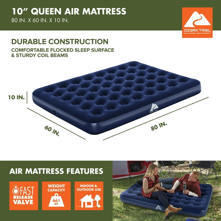 Ozark Trail Queen Air Mattress, 10 inch Inflatable Air Bed