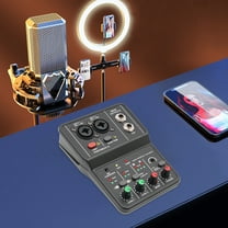 2-Channel Audio Mixer, Professional 48V Phantom Power Mixer with USB Connectivity, Real-Time Monitoring, for Music Production & Karaoke