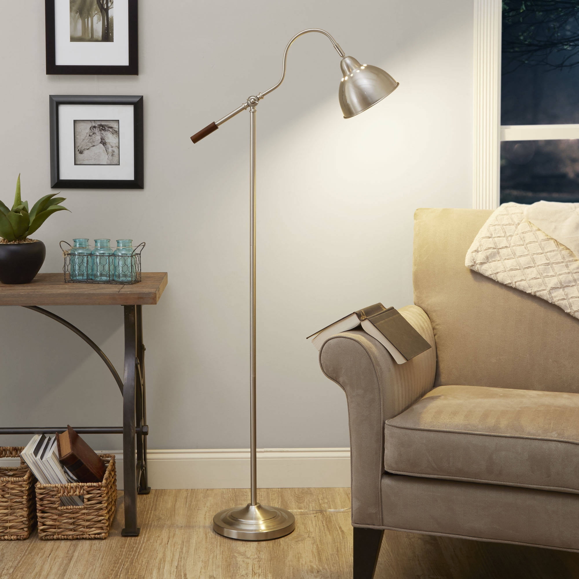 Better Homes Gardens Adjustable Arm Metal Floor Lamp Nickel