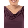 thumbnail image 2 of Wright's Women's Plus Size Draped Front Cowl Neck Short Sleeve Blouse Top, Size 1X-5X, 2 of 7