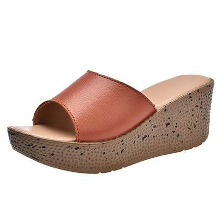 

MIARHB Women s Summer Fashion Thick-bottomed Muffin Bottom Slippers