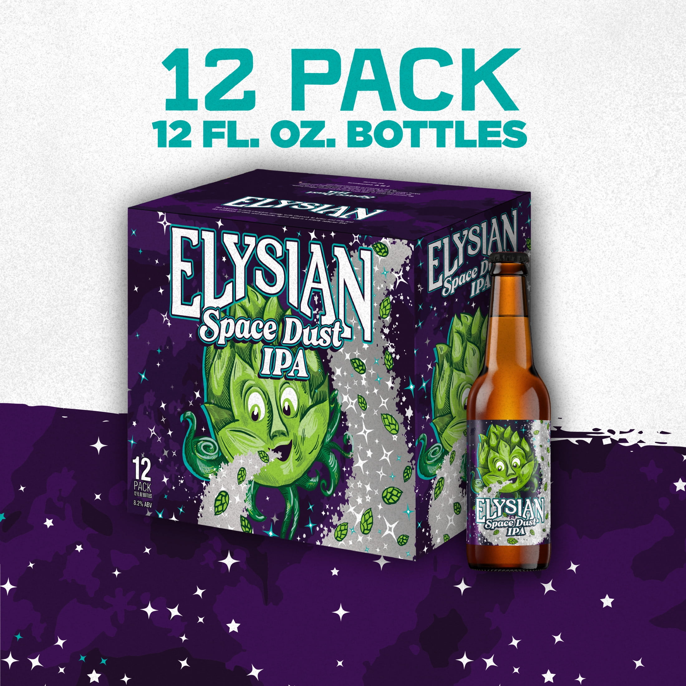 Elysian Space Dust IPA Craft Beer, 12 pack , 12 fl oz Glass Bottles, 8.2% ABV