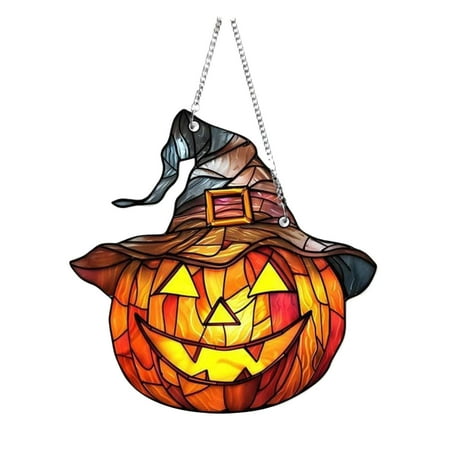 

Stained Acrylic Witch Pumpkins Pendan Window Hangings Silhouette Decorations Ornaments Painted Art Craft Kit For Holiday Party Home Yard Patio Art Outdoor Garden Ornament