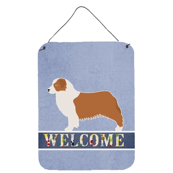 Caroline's Treasures BB5537DS1216 Australian Shepherd Dog Welcome Wall or Door Hanging Prints, 12x16, multicolor