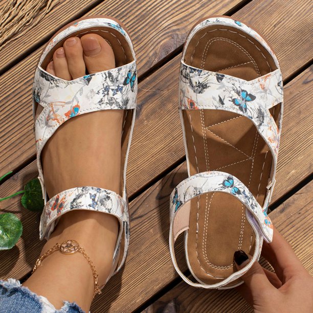 WILLBEST Sandalias Antiderrapantes Para Mujer, Zapatos De Mujer, Sandalias De Cuña Con Suela Gruesa, Sandalias De Una Pierna Huecas Con Flores De Moda