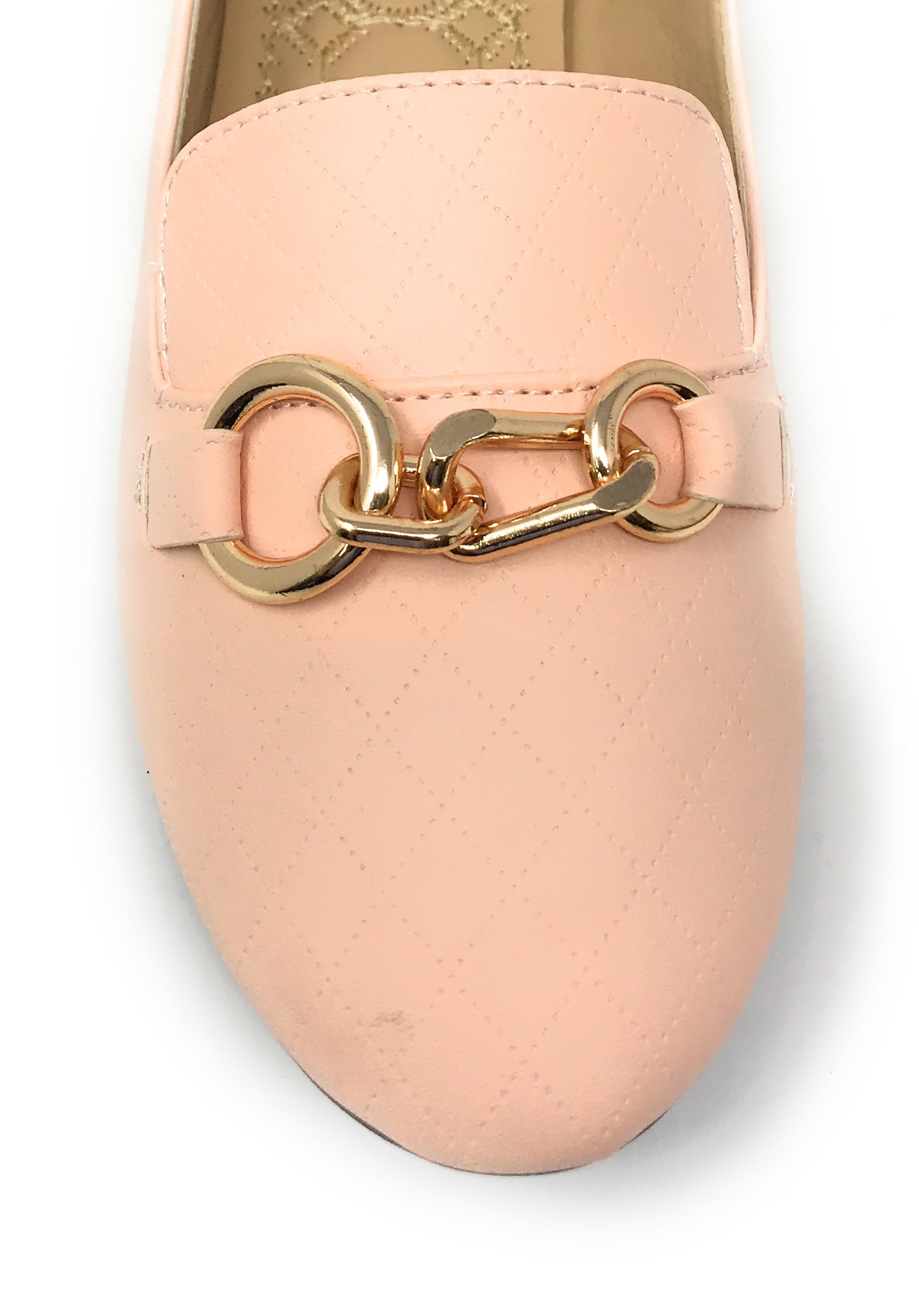 Victoria K Women's Foldover Quilted Gold Chain Ballerina Flats