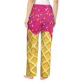 thumbnail image 3 of Disketp Red Ice Cream Print Women'S Comfy Pajama Pants Casual Drawstring Palazzo Lounge Wide Leg Pants, 3 of 9