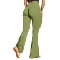 thumbnail image 2 of Audhol Flare Leggings for Women Women's Yoga Sweatpants Seamless High Waisted Athletic Flare Leggings Pants Ladies Stretchy Solid Color Bell Bottoms Yoga Pants Women Green XL, 2 of 9