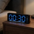 thumbnail image 2 of REGALWOVEN Digital Dual Alarm Clock for Bedroom, Easy to Set, Dimmable, Date Day of Week Temp Snooze, 12/24H 6.1 x 2.4 x 1 inch Blue, 2 of 7