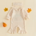 thumbnail image 4 of Cjfdfy Newborn Baby Girl Thanksgiving Outfit Happy Thanksgiving Pumpkin Embroidery Long Sleeve Ribbed Romper And Headband Infant Cute My First Thanksgiving Fall Winter Clothes 0-9M, 4 of 9