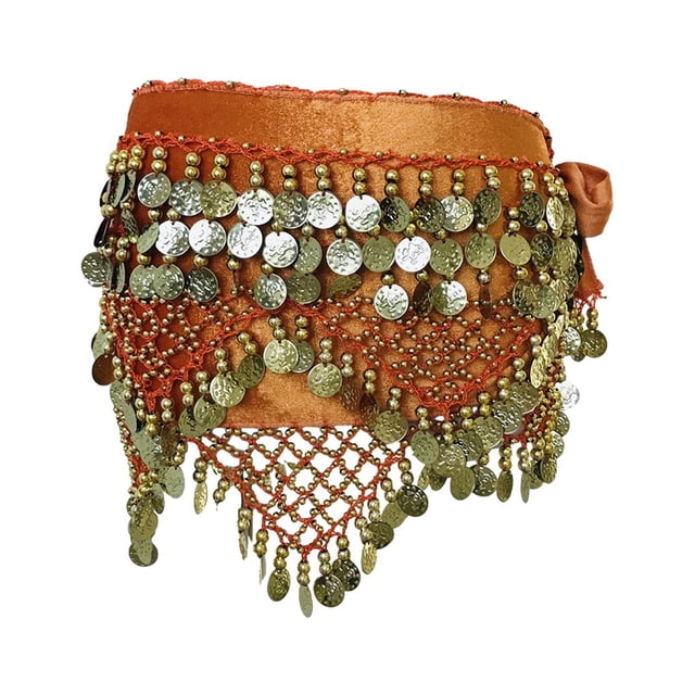 Qarigey Cadena de cintura para danza del vientre, lentejuelas portátiles, borlas, moneda, bufanda de cadera, accesorios, disfraces, ropa, Type3 NO3