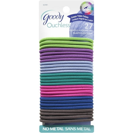 Goody Ouchless Gentle Ponytailers, Ocean Tide Colors, 27 count