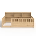 thumbnail image 4 of Bellemave Twin Montessori Bed with Storage Shelves, Wood Floor Bed with High Rail and Bookcase, Easy Assemble Twin Size Beds Frame(Natural), 4 of 8