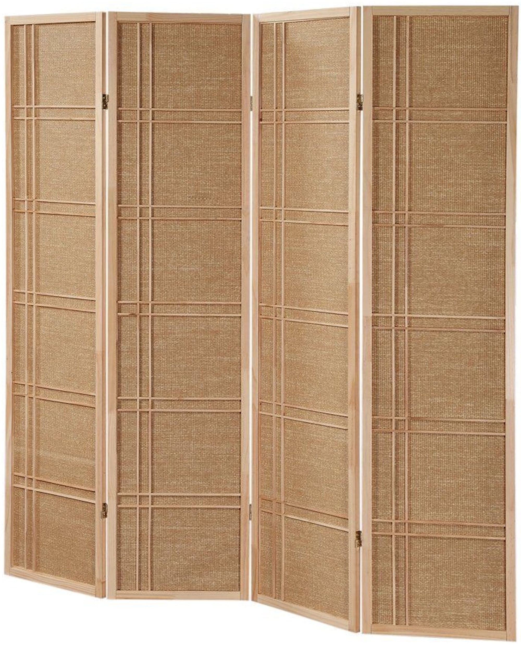 Legacy Decor Fabric Inlay Wooden 4 Panel Room Divider, 71" Tall