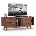 thumbnail image 1 of Gymax Meuble Télé pour Télé jusqu'à 60 Pieds' Console Multimédia Table de Rangement avec Portes Noyer, 1 of 10