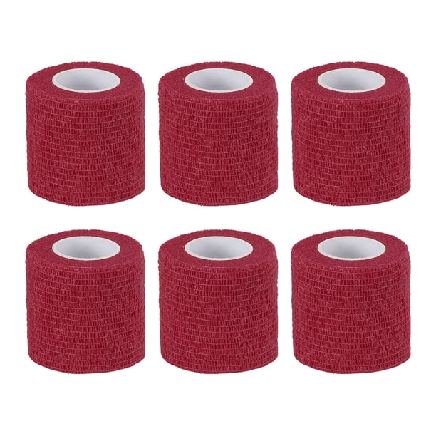 2" x 177" 6 Pcs Venda Adhesiva Elástica Autoadhesiva Cinta Deportiva Color Rojo Vino