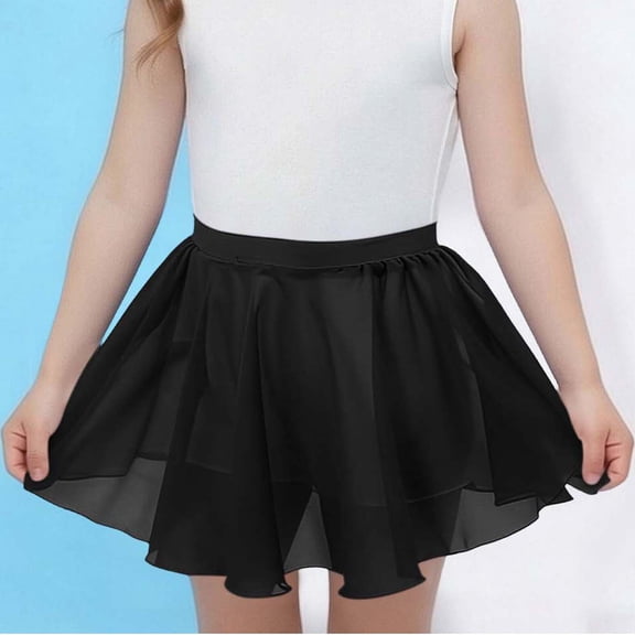 BRGZLK Kids Girls Ballet Skirts Summer Elastic Waist Lightweight Mesh Breathable Comfortable Chiffon Solid Color Dance Practice Tulle Skirt for Teen Girls Black 12-13 Years