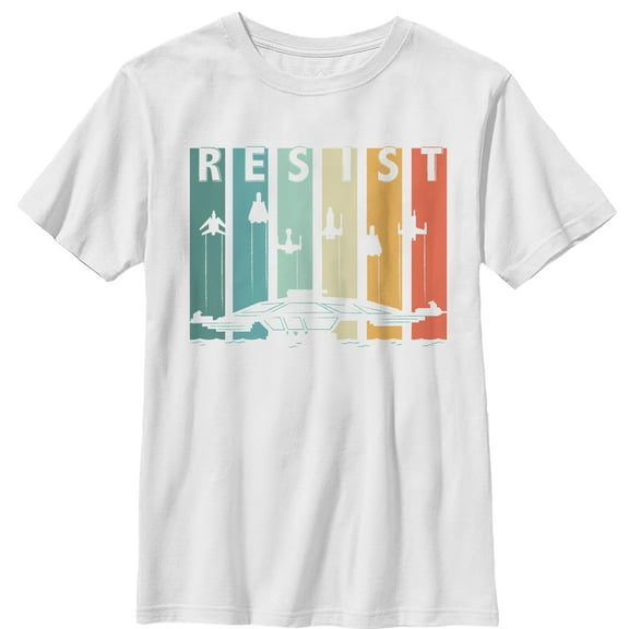 Boy's Star Wars Resistance Pilot Rainbow Stripe Graphic Tee White Small