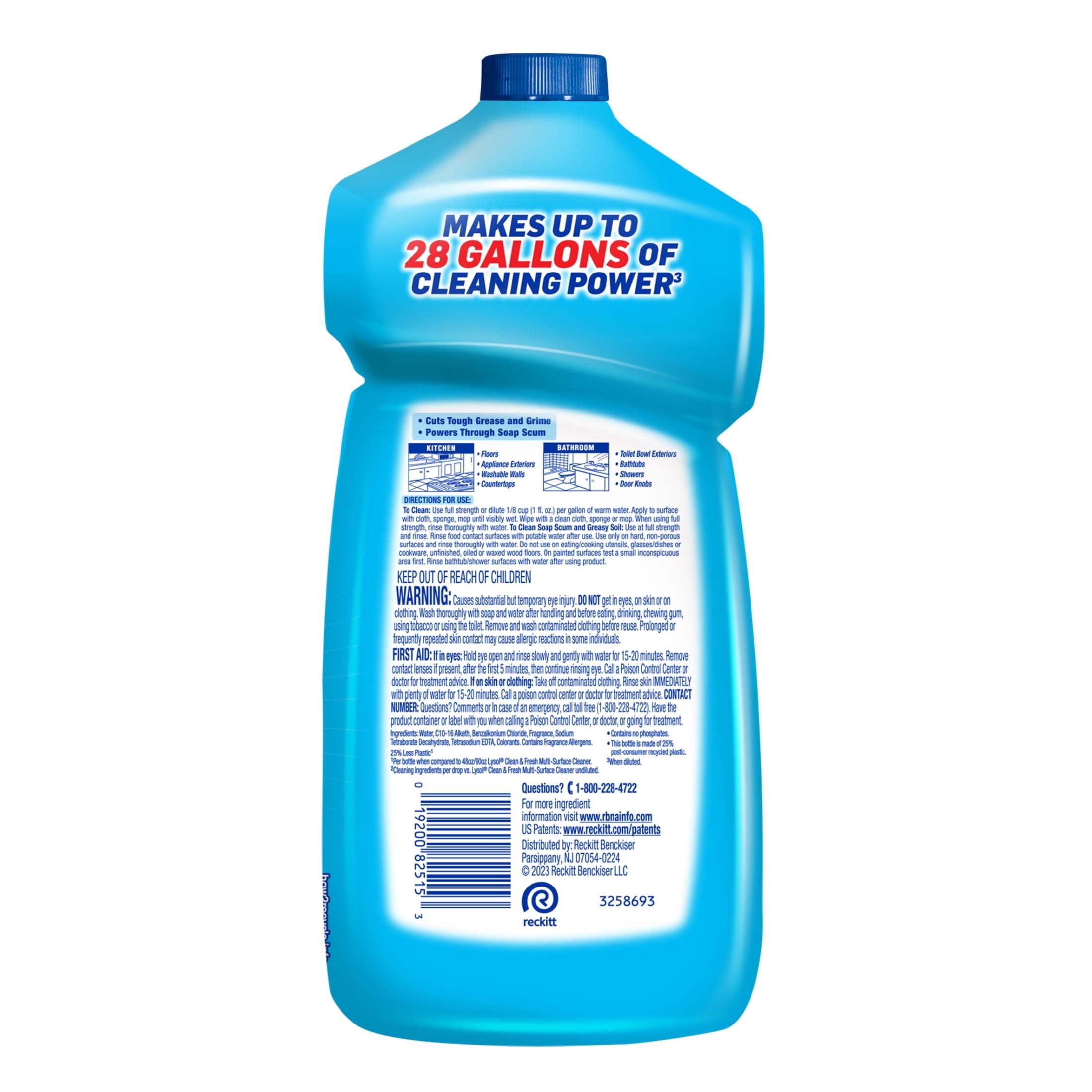Lysol All Purpose Cleaner, Multi-Surface Disinfectant Floor Cleaner for Mopping Solution, for Bathroom & Kitchen, Cool Adirondack Air, 28 fl oz
