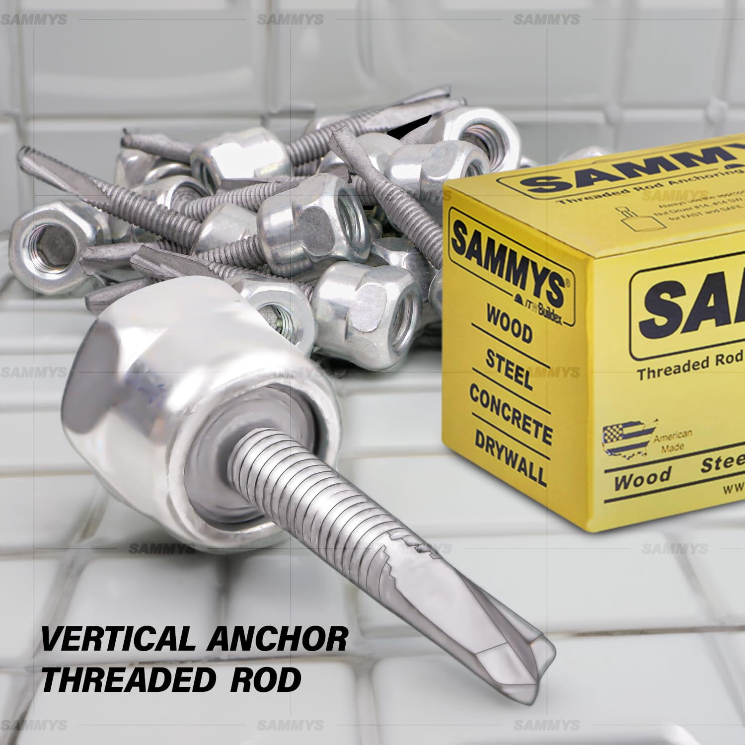 Everflow Sammys 8038957-25 DSTR 1 3/8 Inch Screw Vertical Threaded Rod Anchor Designed for Steel Structure, Steel with Electro-Zinc, Corrosion Resistance, 1/4-20 x 1 Inch Screw Length - (Pack of 25)