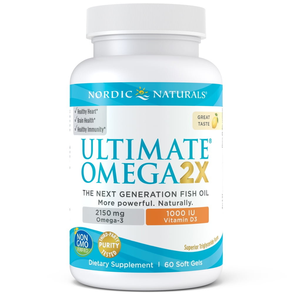 Nordic Naturals Ultimate Omega 2X + Vitamin D3 Softgels, 2150 Mg, 60 Ct