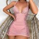 thumbnail image 5 of Ropa interior de encaje de malla transparente con tirantes finos de Color sólido a la moda para mujer con conjunto de lencería Sexy de bragas Fridja  nalpqowj40874, 5 of 8