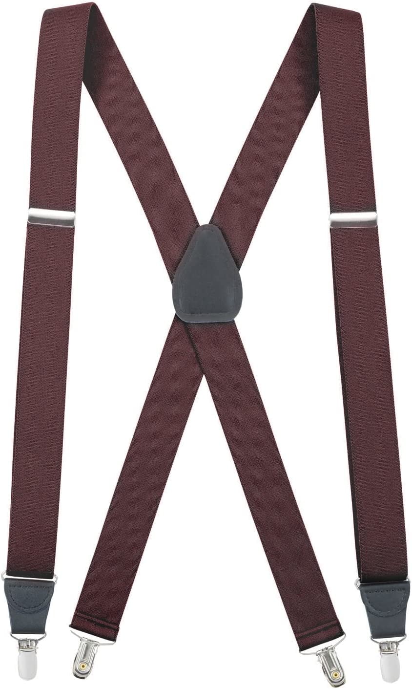Mens Elastic xBack Adjustable Clipon Suspenders Burgundy Maroon