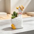 thumbnail image 4 of Parent and Baby Goose Resin Flower Pot Figurine, Creative Animal Planter Ornament, Sweet Decor Vessel for Desktop s, Balcony Green Plants and Courtyard Garden Landscape Decoration, 4 of 7