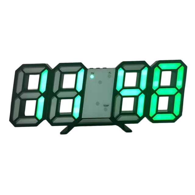 Electronic Alarm Clock Digital Clock Temperature Display Table Clock LED Digital Black and Green