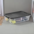 thumbnail image 5 of Sterilite Caja apiladora de plástico de 40 cuartos de galón, contenedor de almacenamiento con tapa para el hogar y el garaje, organización de zapatos, herramientas, base transparente y tapa gris, paqu, 5 of 5