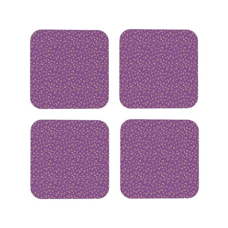 

Drink Coasters Set of 4 abstractly purple print Leather Coasters for Coffee Table Protector Heat Resistant Cute Coasters for Home Decor Housewarming Gifts Bar Kitchen 4 Inch Square