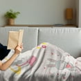 thumbnail image 3 of Feminine Soft Flannel Fleece Throw Blanket, Bunny Rabbit Sleeping Doing Laundry Picking Stars Love Cartoon Art Design, Cozy Plush for Indoor and Outdoor Use, 70" x 90", Yellow Beige, by Ambesonne, 3 of 5