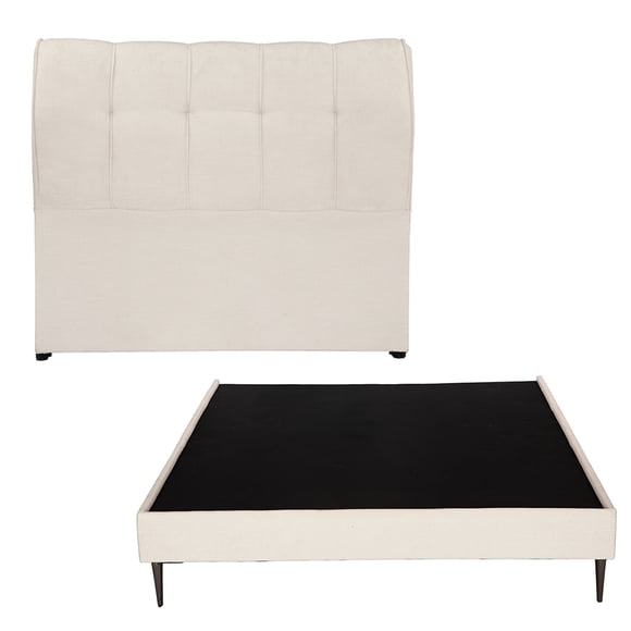 Recámara Matrimonial Kiri Beige Claro con Cabecera + Base Cama Slim