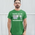 thumbnail image 3 of Tee Hunt Blessed are The Peacemakers T-Shirt Thin Line Police Officers Men's Tee, Green, 3X-Large, 3 of 5
