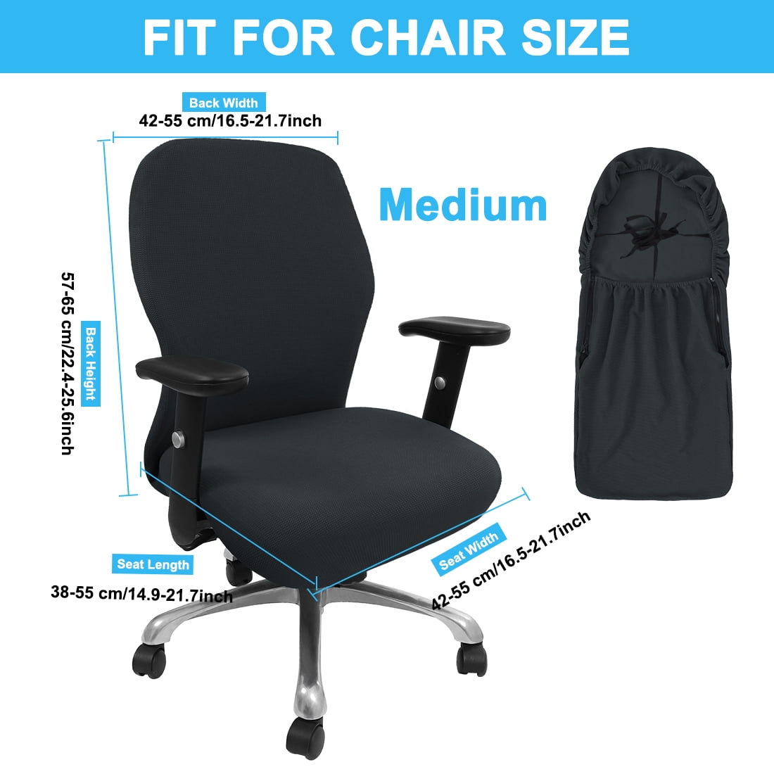 Unique Bargains Stretch Office Chair Cover Armchair Protector Slipcovers Gray M