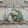 thumbnail image 5 of Vintage Elegant Southern Magnolia Chic Luxury Flannel Blanket 60"x80" White Flower with Leaves Magnolia Painting Vintage Style Couch Blanket Super Soft Flannel Throw Blanket Throw Blanket, 5 of 8