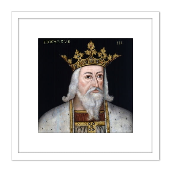 Anonymous Portrait King Edward III England Painting 8X8 Inch Square Wooden Framed Wall Art Print Picture with Mount