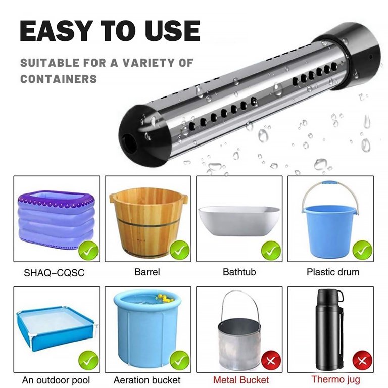 Electric Water Heater Portable Bathtub Bucket Heat Stick (3000W Black UK) -  Walmart.com