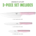 thumbnail image 2 of GreenLife High Carbon Stainless Steel 3 Piece Knife Set with Covers, Includes Chef Utility and Pairing, Comfort Grip Handles,Triple Rivet Cutlery, Soft Pink, 2 of 6