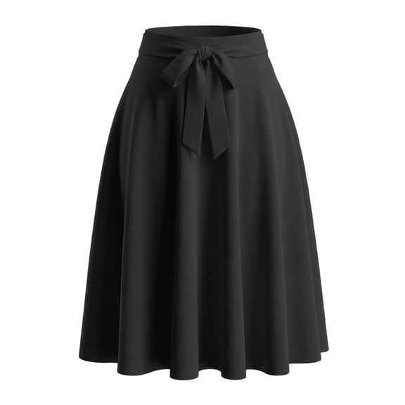 DARING DIVA Women's Plus Size High Waist A-Line Skirt with Pockets 1X Black