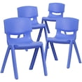 thumbnail image 1 of Flash Furniture 4 Pack Blue Plastic Stackable School Chair with 13.25'' Seat Height, 1 of 5